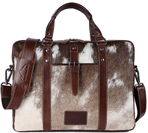Alpenleder Messenger Bag LACKL – Vintage Echt Leder Umhängetasche – Kuhfell Kuriertasche, Damen Herren Schultertasche, 15 Zoll Laptoptasche, Business Aktentasche *Made In Germany* (40x30x10, Kuhfell)