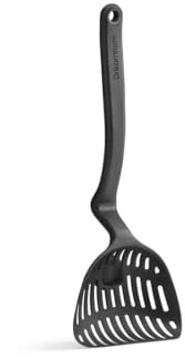 Dreamfarm BIG LESTRAIN Schaumkelle mit Tropfschale, hitzebeständiges Nylon | Schwarz, flexibler Siebkopf, für Gemüse, Pasta, Suppen, spülmaschinenfest, 28, 8 × 9, 9 × 3, 7 cm, 75 g