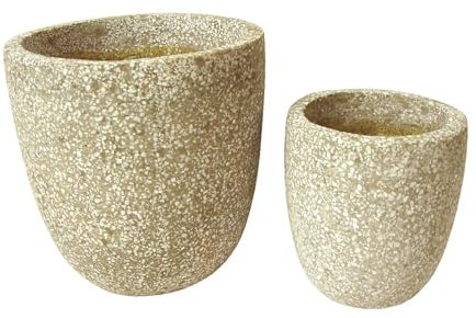 WH WORKING HOUSE Juego 2 MACETAS MACETERO Tiesto CUBREMACETA Grueso Piedra Gris