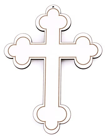 Holzkreuz Vintage Kreuz weiß Kruzifix Wandkreuz abgerundet schlicht aus Holz zum Anhängen zur Geburt Taufe Christentum Symbol 18 x 24 cm