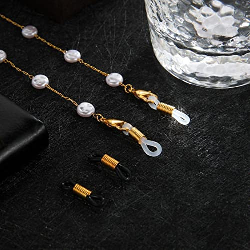 Brillenkette Schicke Perlen-Brillenkette Für Damen Sonnenbrillenketten Lanyards Umhängeband Seil Lesebrillen-Schnurhalter E-Gold