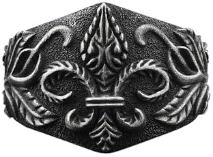 Bysilverstone - Lilium Avec Feuilles Bague Pour Hommes En Argent Sterling Faite À La Main, Bague En Argent Fleur De Lys, Bijoux Pour Hommes En Argent Fleur, Bague Minimaliste, Bague Pour Homme