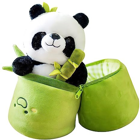 DAWRIS Panda Kuscheltier Weiche Stofftier Panda Kuscheltier Kawaii 2 in 1 Süße Pandas Stofftier Puppen Flauschige Panda-Puppe Schlafkissen Wurfkissen für Kinder und Freundin