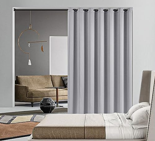 PI Blackout Divider Door Curtains,Ring TOP Privacy Room DARKEING Door Curtains Thermal Insulated Window Treatment for Living Room/Bedroom/French Door/Patio/GLASSDOOR(Light Grey, W100XL108)