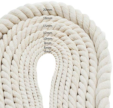 Makramee-Schnur, handgefertigtes Baumwollseil, für handgefertigte DIY-Wandbehang, Pflanzenaufhänger, Foto-Wanddekoration (12 mm)