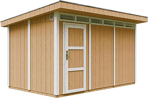 Casetta da Giardino di QUALITÀ PREMIUM 8,7m²-L412xW279cm-con Pavimento, Tegole Bituminose,Set di Vernici-Costruzione con pannelli LP Smartside - Capanno da giardino - TIMBELA M904-Harvest Honey