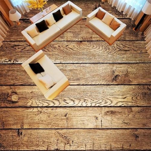 3D-Effekt Wandtattoo Benutzerdefinierte Selbstklebende Bodenwandbild-Tapete 3D-Retro-Nostalgischer Holzbrett-Bodenaufkleber Wohnzimmer Pvc-Bodenfliesen-Tapeten, 350 * 245 Cm