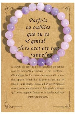 Bracelet Pierre Naturelle Femme - Idée Cadeau Original pour Maman, Mamie, Sœur, Amie - Anniversaire, Noël, Saint Valentin - Ado Fille