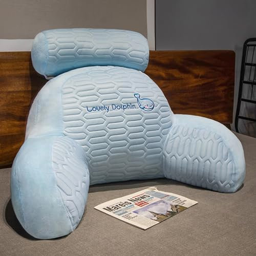 DOKLY Lesekissen Für Bett,Kissen Back Cushion,Cushion,mit Abnehmbarer Nackenstütze und Armlehnen zum Lesen(70 x 50 x 30 cm),Blue Whale