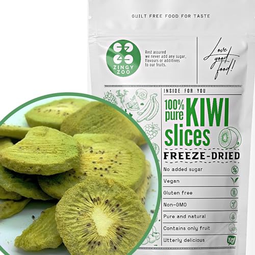 Kiwi Liofilizada | Comida Liofilizada | 100% Fruta Deshidratada Fruta Liofilizada | Vegana Cruda 100% Fruta Pura | Freeze Dried Fruit Kiwi Slices Sin Azucar Fresas Fruta Escarchada ZingyZoo