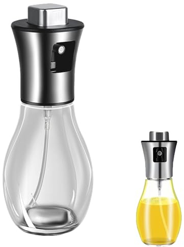 trabag Spruzzatore olio da 200 ml in vetro di olio d'oliva per cucinare, friggitrice ad aria, spruzzatore di olio d'oliva per insalata, BBQ, cottura, pasta, bottiglia d'olio, contenitore per aceto