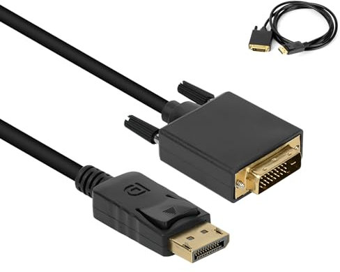 Plimbin DisplayPort to DVI Cable 6 Feet, High-Definition 1080p, Gold-Plated Displayport Cable Male to Male DisplayPort to DVI Adapter Cord Cable for PC, Laptop, Monitor, Projector