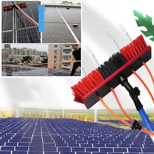 MQZHUK Kit Pulizia Pannelli Fotovoltaici | 3-12 Metri | Alluminio | Estensibile | 55cm Spazzola per Lavaggio Pannelli Fotovoltaici | Scopa per Pannelli Fotovoltaici | 4m Bianco