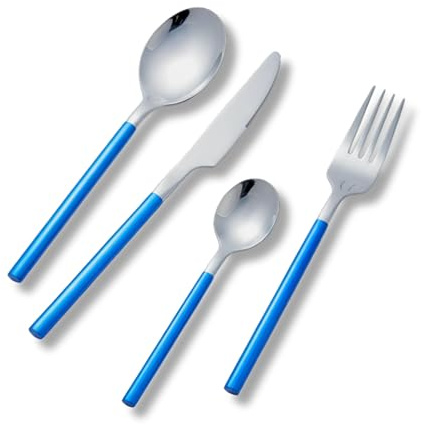 Lebrun Couverts OSAKA 8MM - Ménagère Inox 24 pièces comprenant 6 fourchettes, 6 couteaux de table, 6 cuillères à soupe, 6 cuillères à café - Service de table pour 6 personnes - Marque Française.