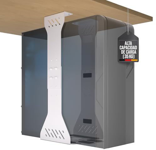 Charge Lourde Support pc sous Bureau - Jusqu'à 35 kg – Adaptable Support pc Fixe - Support Tour pc sous Bureau - Bureau Support PC (Blanc)