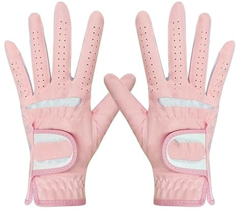 LSHIJI Golfhandschuhe 1 Paar Professionelle Atmungsaktive Himmel Blau Weichen Stoff for Frauen Links Und Rechts Golfhandschuh(Pink,Size 19)