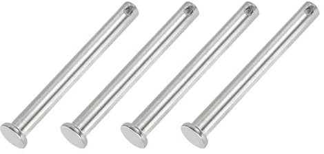 PATIKIL 8 x 75 Mm Single Hole Clevis Pins, 4 Pcs 304 Stainless Steel Flat Head Pin for Hitch Pin Lock Link Hinge Systems, Silver