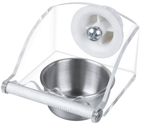 Small Bird Food Water Bowl, Stainless Steel Parrot Feeding Cups with 2.7Inch Stand, Birdcage Bath Shower Cage Hanging Feeder Cup for Budgie Parrot, Parakeet, Cockatiel