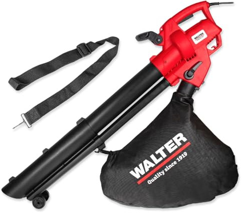 WALTER Elektro-Laubsauger & -bläser 3000W – 3-in-1 Laubsauger, Bläser & Häcksler | 240 km/h Blasgeschwindigkeit | 45L Fangsack | Ergonomischer Softgrip | Gartenreinigung, Laubentfernung & Mulchen