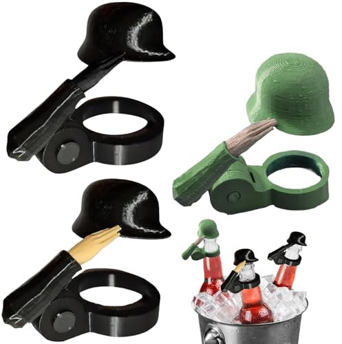 LUKIUP Soldier Salute Bierhelm, Wiederverwendbar Flaschenverschluss Bierflaschen, Bierflaschen Helm für Handwerk, Grillparty, Bar, Veteranen, Aktive Soldaten Liebhaber(3 Stück)