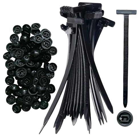 100Pcs Nylon Universal Cable Tie Buckle, Heavy Duty Self-Locking Nylon Zip Ties Holder, Multipurpose Plastic Cable Ties Toolfor Auto Repairing Quick Fix and Hole Fastening (100pcs)