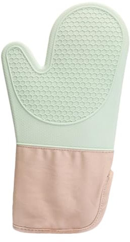 Abaodam Heat Resistant Small Oven Gloves Silicone Cotton Lining Oven Mitts for Kitchen Cooking and Baking Non-slip Mint Green Gloves for Microwave