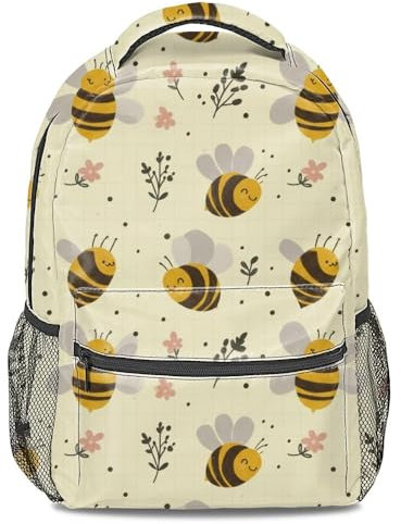 Sac à dos aquarelle dessin animé abeille pot miel motif nid d'abeille pour enfants sac d'école sac à dos léger, style 1, L