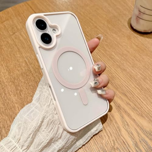 GXZJFC Custodia di ricarica wireless per iPhone 16, 15, 14 Plus, 13, 12 Mini, 11 Pro X, XR, XS Max, trasparente, con magnete, rosa chiaro, per iPhone 13 Pro