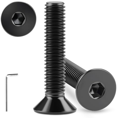 Sturiz 60 Stück M4 X 20mm Senkkopfschrauben Schwarz Edelstahl A2 V2A Senkkopf Innensechskant Schrauben DIN 7991 Senkschrauben Vollgewinde mit Innensechskantschlussel für Möbelreparatur Maschinen