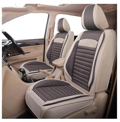 Juegos Funda De Asiento Universales Para Fiat 500 500L 500X Accesorios Cubierta Asiento Delantero Personalizado 2 Asientos Funda Asiento Coche(Beige Coffee 2 seat)