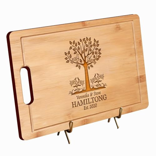 Planche à découper en bambou gravée sur mesure – Cadeau personnalisé pour mariage, anniversaire, anniversaire de mariage pour couples, famille, pendaison de crémaillère