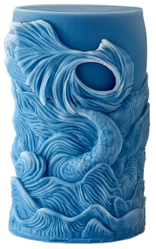 Ocean Animal Cylinder Candle & Resin Mold - Resin Casting Silicone Molds for Home Decor & Candle Making Wave Spiral Mold