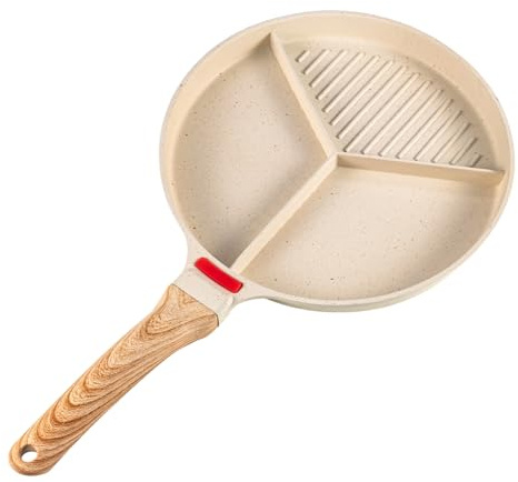 SUNNYNEST 3-in-1Multi-Section Non-Stick Frying Pan Divided Breakfast Skillet Multi-Compartment Pan Electric Frying pan Multi Hob Cooker for Eggs Bacon Sausage