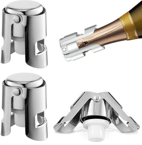 EJRUP Bouchon de Bouteille de Vin Pétillant,Bouchons à Champagne/vin en Acier Inoxydable, Réutilisable,pour Te Sceller Vos Bouteilles de Prosecco ou vin 3 Sacs