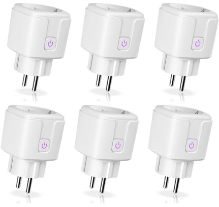 CNBINGO 6-Pack WLAN Smart Steckdose mit Strommessung, Sprachsteuerung, 16A | Funktioniert mit Alexa/ Google Assistant, WiFi Mini Plug mit Zeitschaltuhr, APP-Steuerung, Smart Home Steckdose Nur 2.4GHz