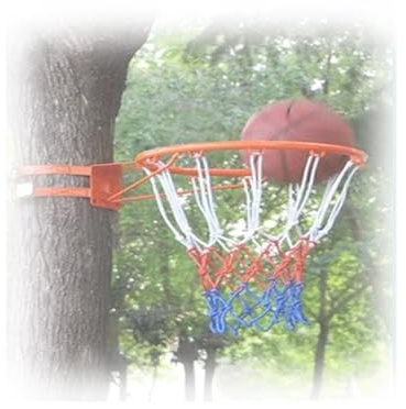 Steel Rim Wall Mounted Basketball Goal Hoop with Net,Basketball Rim Replacement Standard,All-Weather Net, Indoor and Outdoor