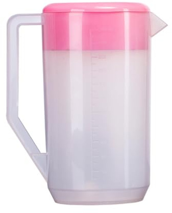 ELAYARD Brocca Graduata per Bevande Fredde Coperchio Rosa, Contenitore Plastica da 4000 Ml per Tè, Succhi e Drink Freschi, per Feste e Riunioni Riutilizzabile
