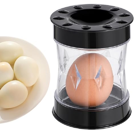 Egg Peeler for Hard Boiled Eggs, Manual Hard Boiled Egg Sheller for Quick & Easy Peeling, Shake to Peel Egg Shell Remover Tool, Kitchen Gadget for Boiled Egg Peeler, Egg Shell Opener (Black)