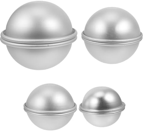 PACKOVE Halbkugel Backform aus Aluminiumlegierung 4 Paare Selbstgemacht Form für Badekugeln und Seifen Gießform Einfache Entnahme Form Basteln und Backen