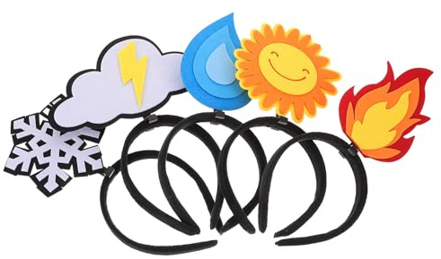 ABOOFAN 5stücke Teiliges Lustige Party haarreifen aus Weichem Filz mit Flammen Wassertropfen Sonnen Wolken Schneeflockenmotiven Vielseitige und Bequeme Stirnbänder für Erwachsene