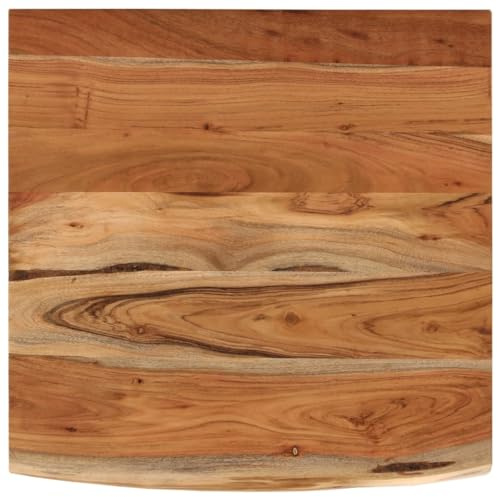 Fengshui Schreibtischplatte Massivholz Akazie 80x80x2,5 cm Naturkante | Robustes Hartholz, vielseitig für Büro oder Esstisch, einfache Reinigung, einzigartige Maserung