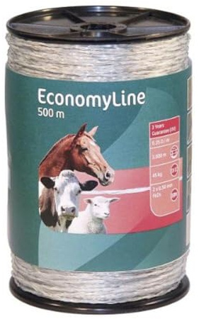 KERBL Weidezaun Monolitze EconomyLine (500 m, elektrischer Weidezaun für Pferde/Kühe/Schafe, Nylonkern ø 1,40 mm, sehr gute Leitfähigkeit) 44502