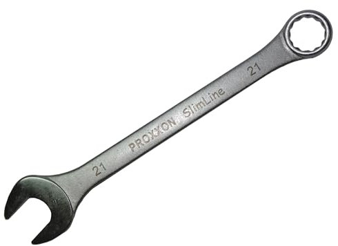 Proxxon 23921 Ring-Maulschlüssel SlimLine Größe 21mm - 15° abgewinkelt auf der Ringseite - Chrom-Vanadium Stahl