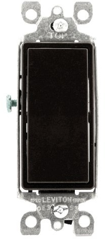 Leviton 15 Amp, 120/277 Volt, Decora Rocker 3-Way AC Quiet Switch, Residential Grade, Grounding, 5603-2, Brown