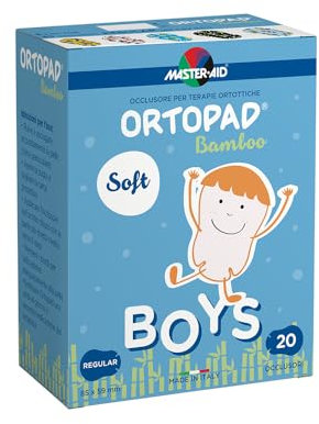 MASTER AID Ortopad Soft Boys Regular - Cerotti Colorati Oculari per Bambini - Cerotto Occlusore Occhio Bambini per il Trattamento di Occhio Pigro e Strabismo - 1 Confezione da 20 Pezzi - 8,5 x 5,9 cm
