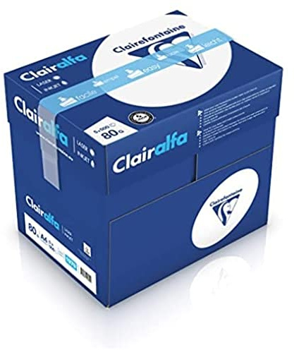 Clairefontaine A4 80g . Carton de 5 ramettes de 500 feuilles