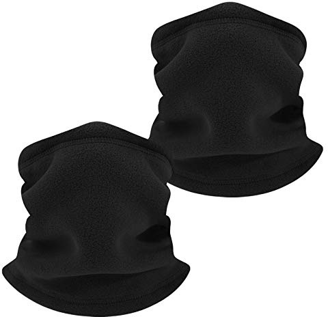 TAGVO Vinter fleece halsvärmare, mjuk dubbelskikt fleece tjock termisk hals damask elastisk multifunktionell halsduk vindtät skidåkning hals tub öronvärmare balaclava huva unisex för utomhussport, 2