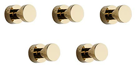 BGL Gold Handtuchhaken - Set mit 5 Stück | Rostfreie Metall-Wandhaken für Bad & Küche | Selbstklebend oder zur Wandmontage