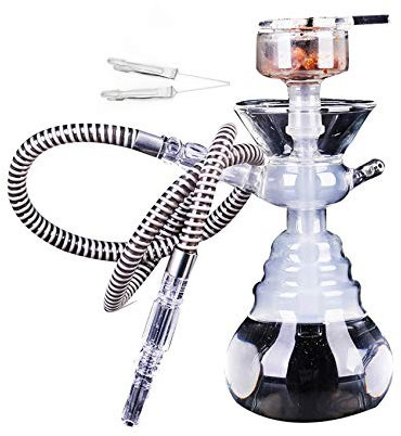 Juego Completo de Cachimba, Pequeño y Moderno Kit de 1 Manguera con Accesorios para Cachimba, Jarrón de Vidrio con Clip de Carbono y Lámina de Aislamiento Térmico