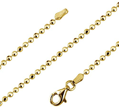 Avesano Kugelkette Vergoldet 925 Silber (1,4 mm) Goldene Damen Halskette (45 cm) 101061-545